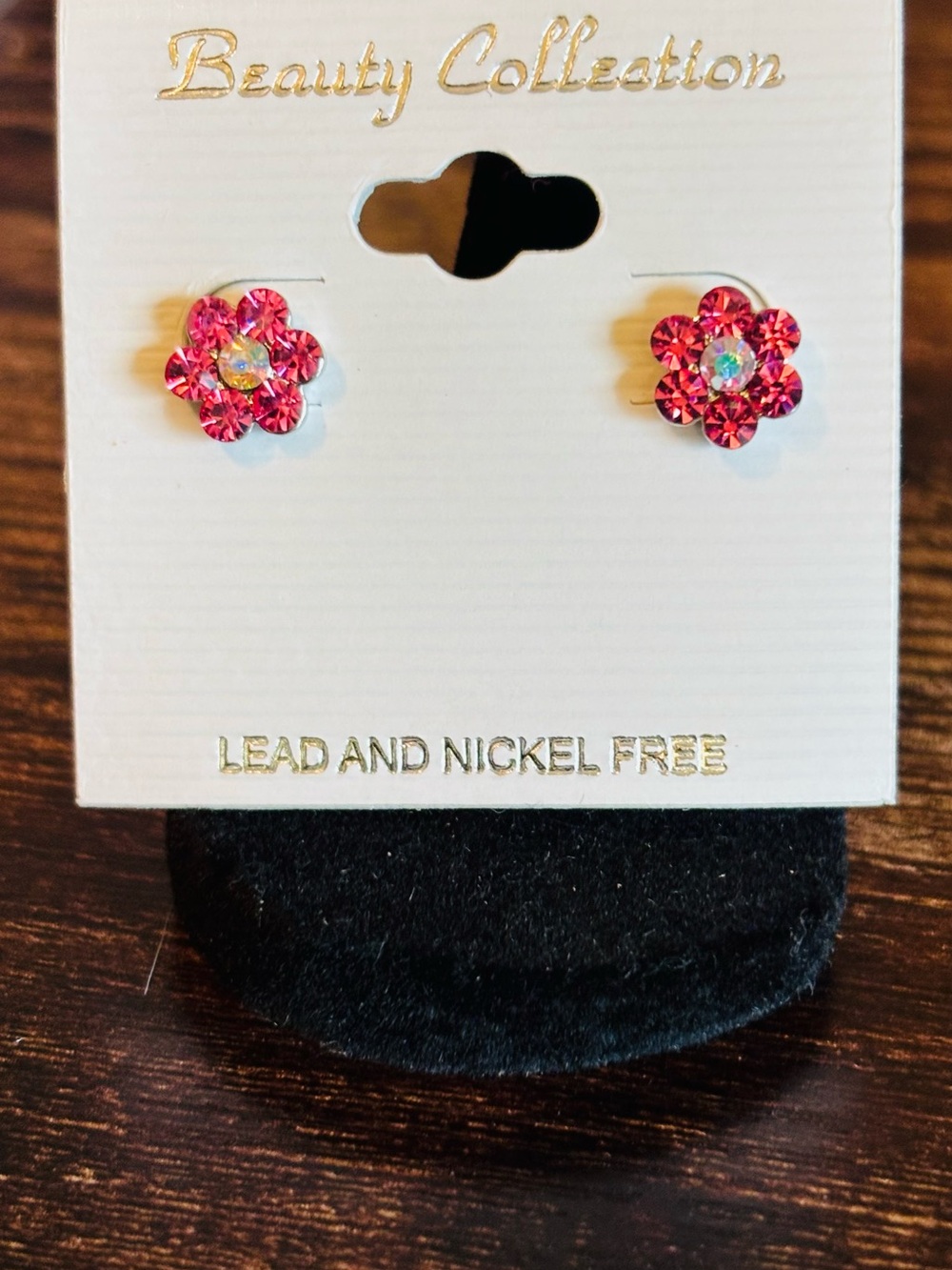 Pink Flower Stud Earrings - Lead & Nickel Free